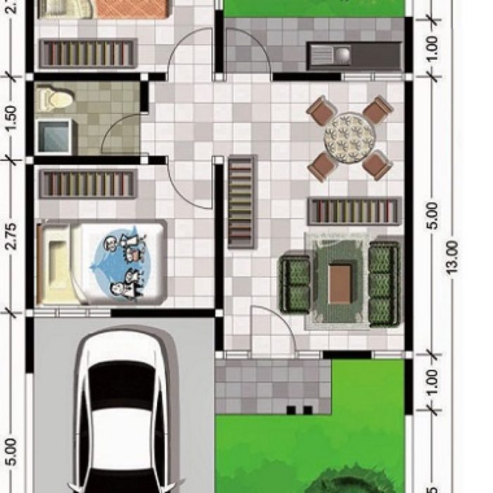 Desain rumah ukuran 6x10 3 kamar