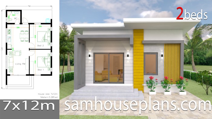 Desain rumah ukuran 7x12 dengan 3 kamar