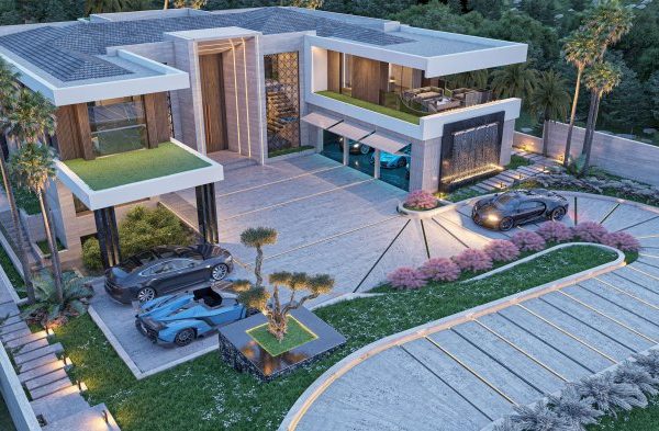 Desain rumah villa mewah