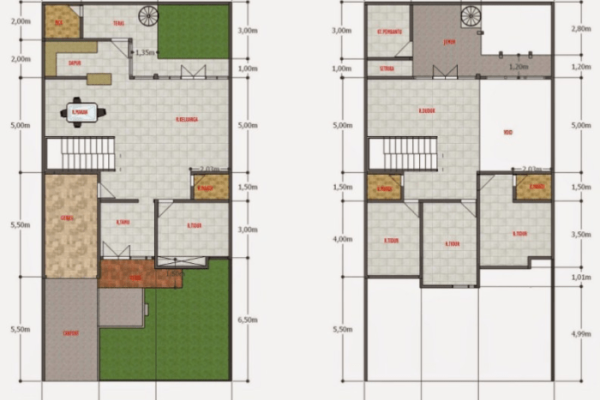 Desain rumah ukuran 10x20 1 lantai