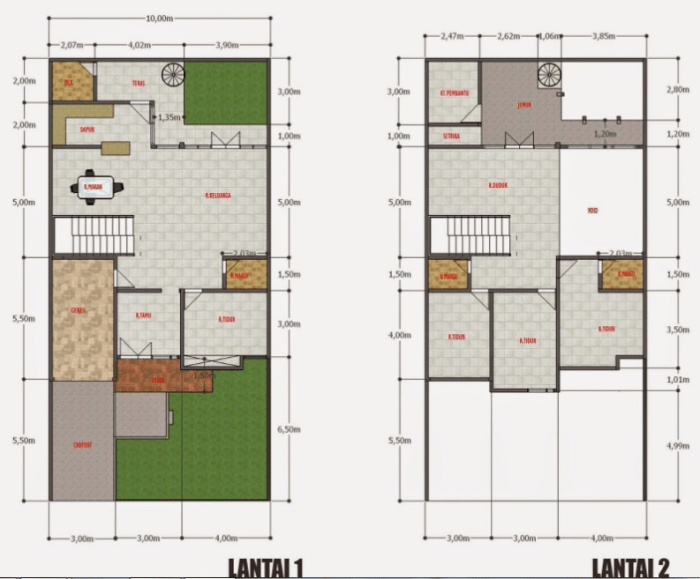 Desain rumah ukuran 10x20 1 lantai