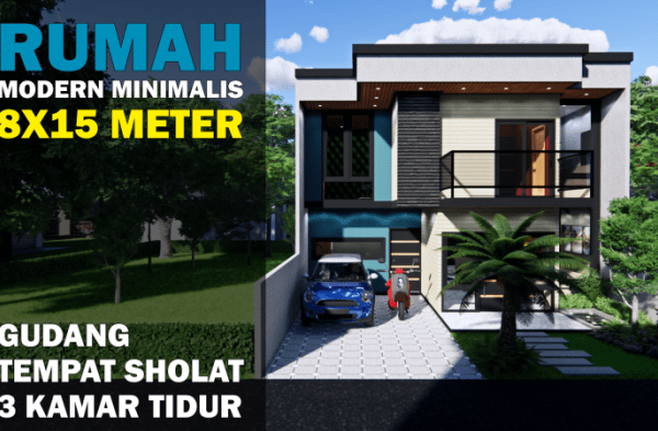 Desain rumah ukuran 8x15 1 lantai