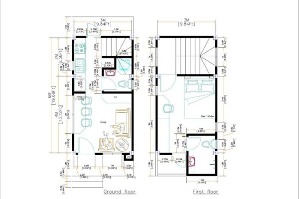 Desain rumah ukuran 3x6 meter 2 lantai